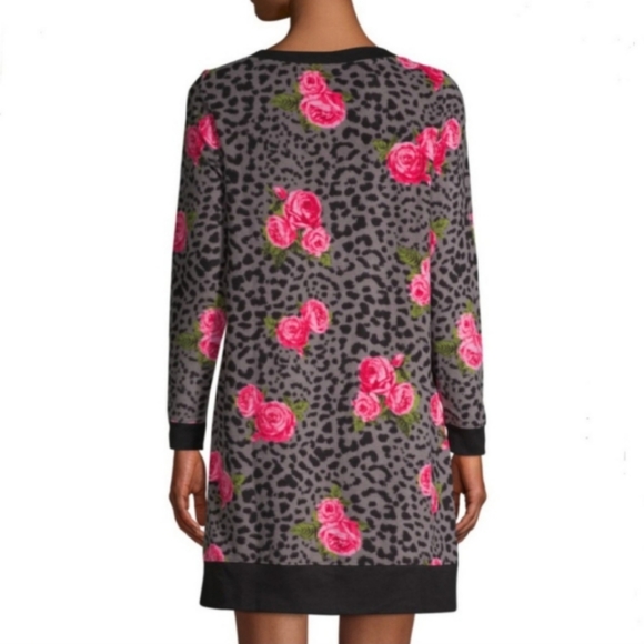 Betsey Johnson Roses Leopard Print Sleep Shirt - Picture 2 of 4
